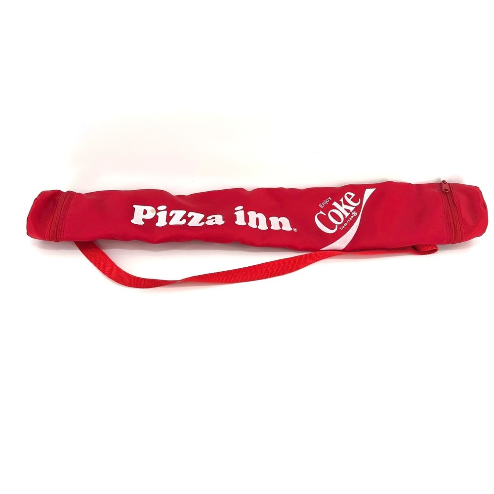 Vtg Pizza Inn Enjoy Coke Red Insulated Tube Soda 6Pack Can Cooler Bag with Strap